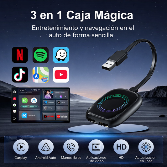 Adaptador CarPlay Inalámbrico – Con YouTube y Netflix