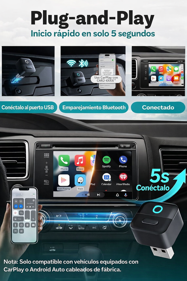 Adaptador Inalámbrico para CarPlay