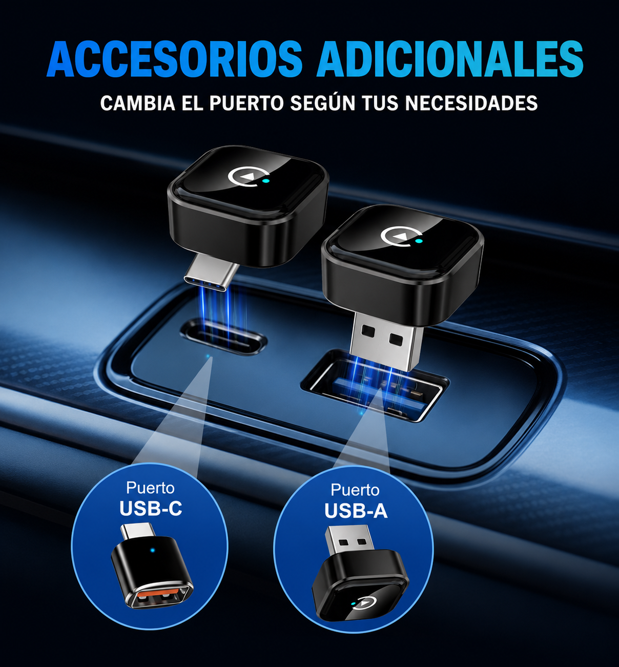 Adaptador CarPlay y Android Auto Inalámbrico Mini